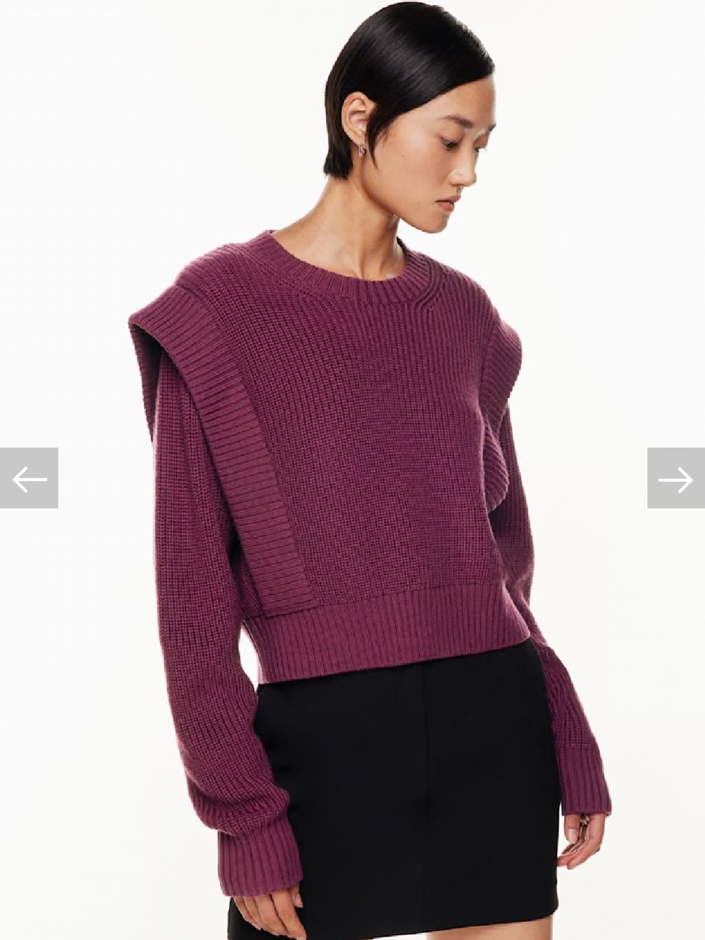 Aritzia Babaton Grazia Sweater - Cropped 100% Merino Wool in Cool Berry